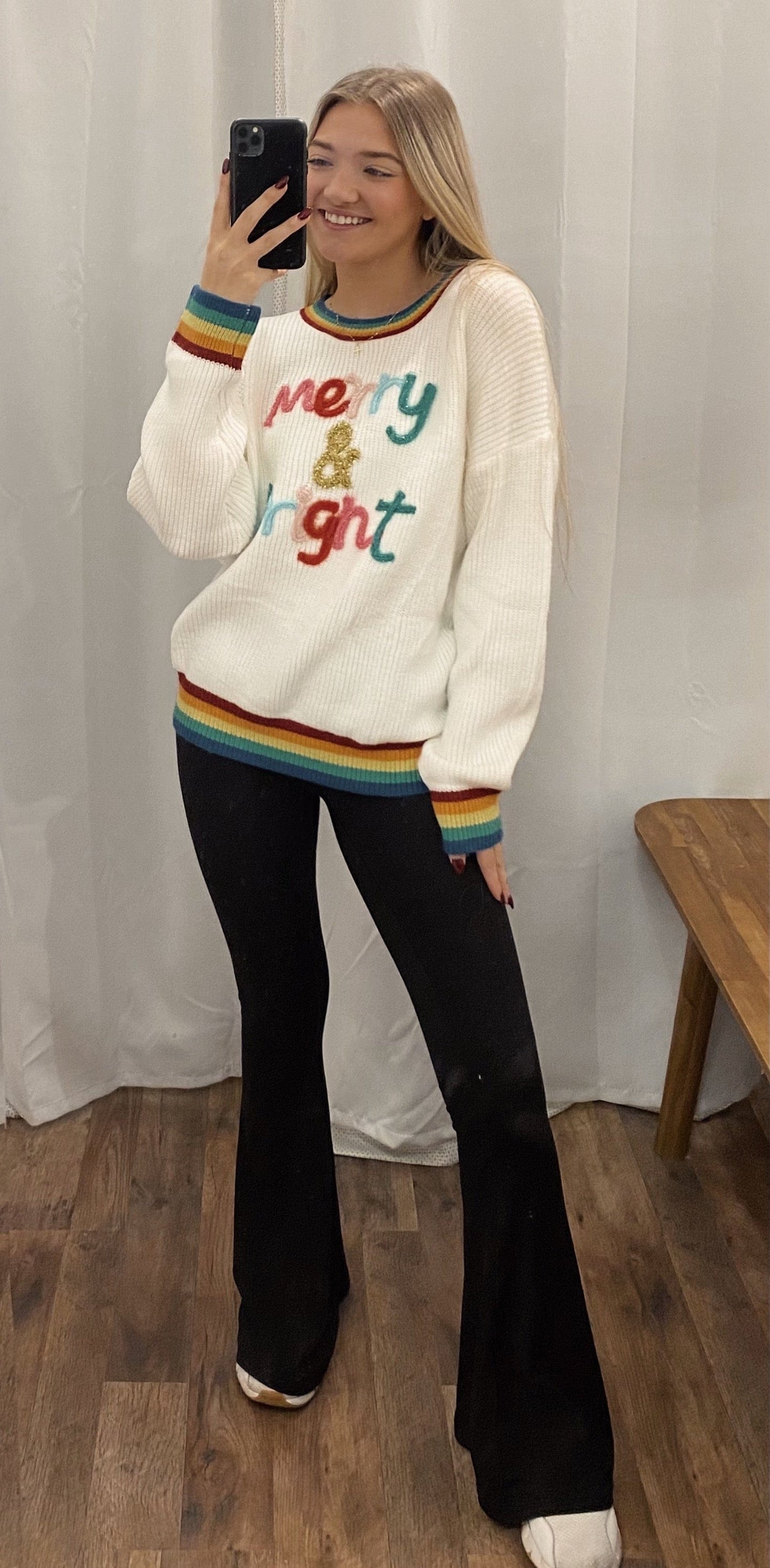 Merry And Bright Rainbow Sweater