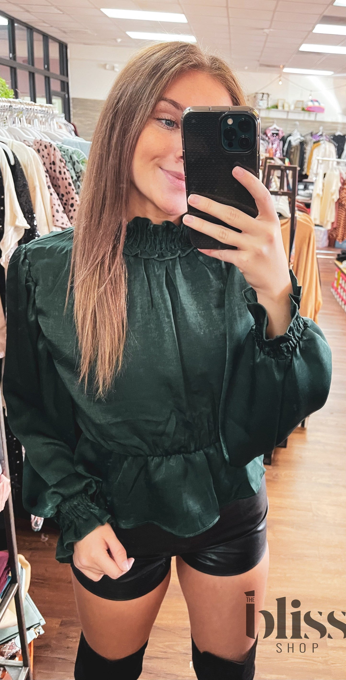 TGIF Satin Peplum Top