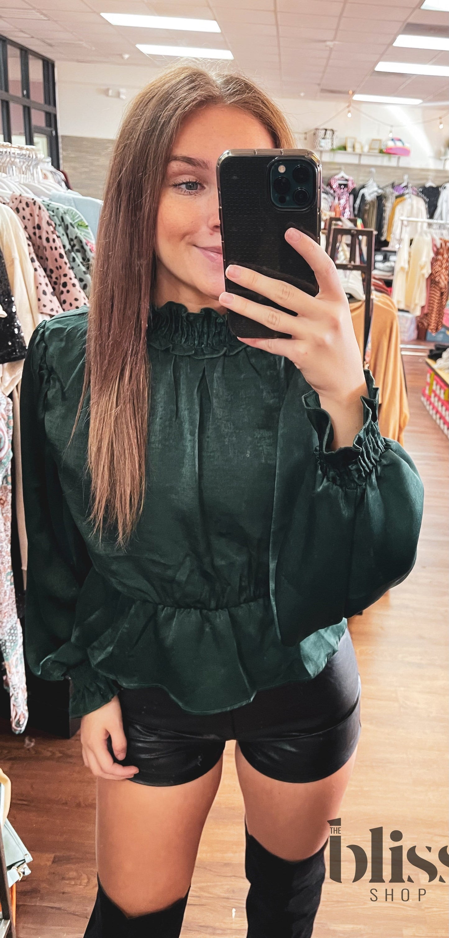 TGIF Satin Peplum Top