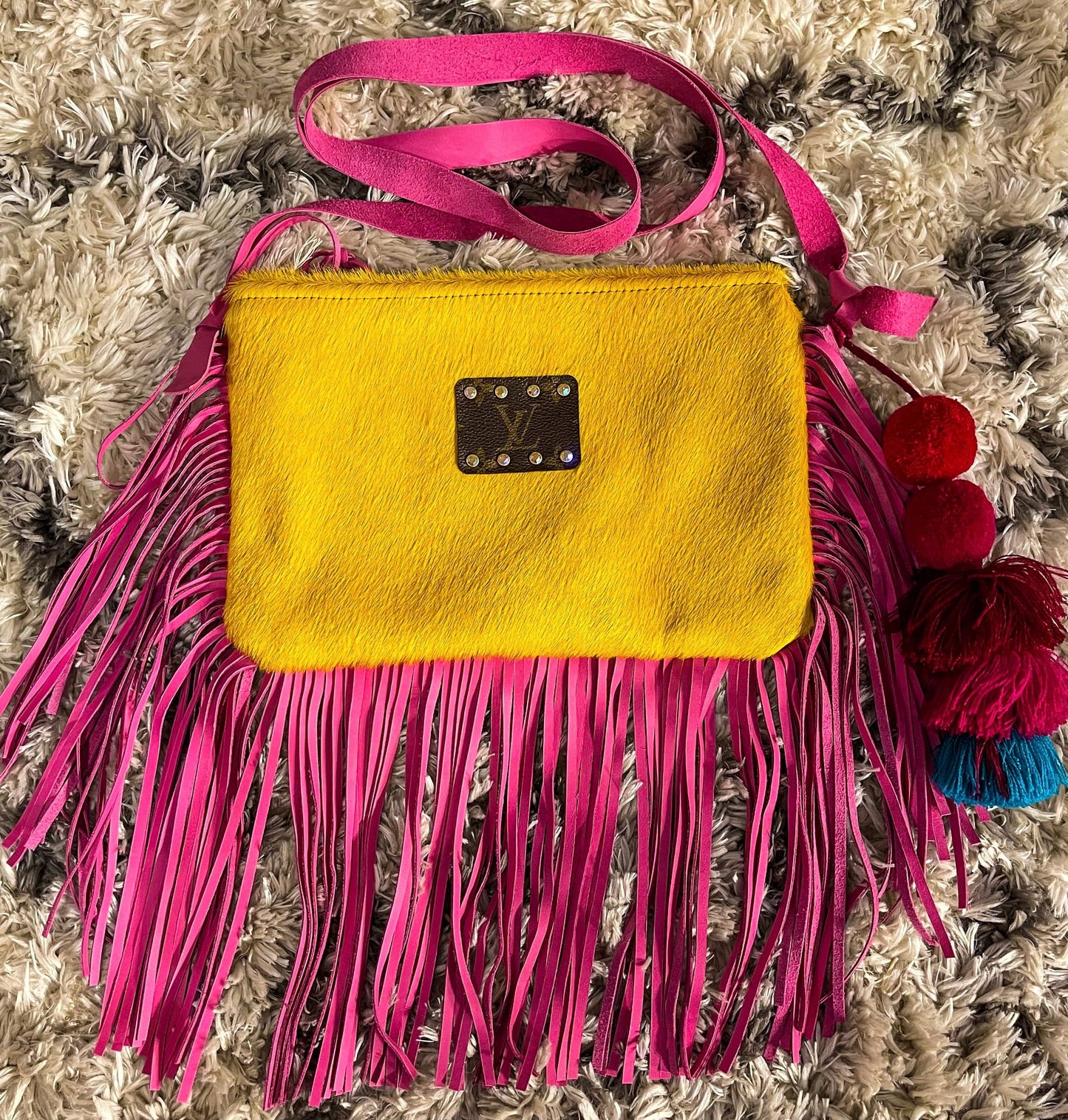 Repurposed LV Fiesta Fringe Crossbody