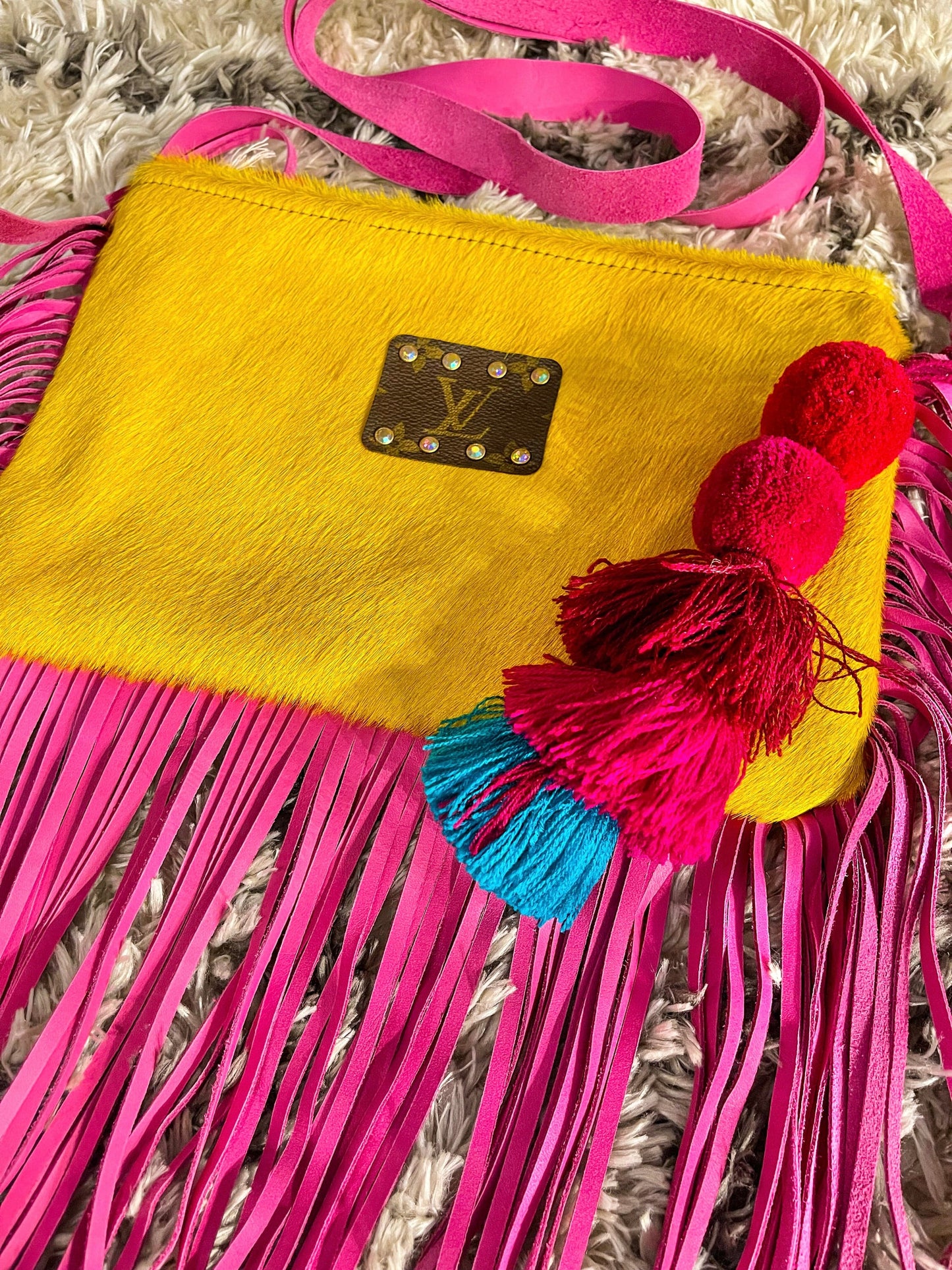 Repurposed LV Fiesta Fringe Crossbody