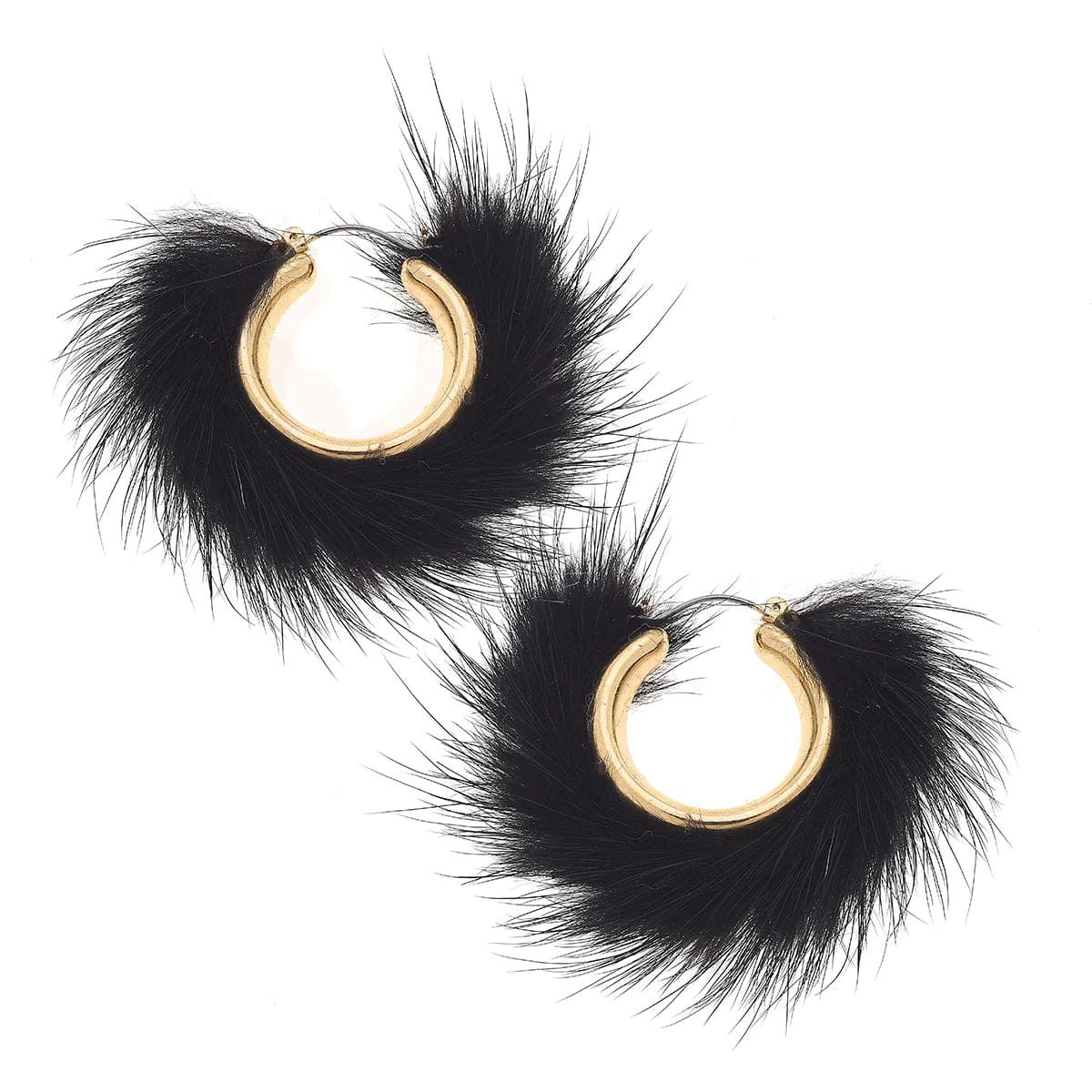 Black Faux Mink Earrings