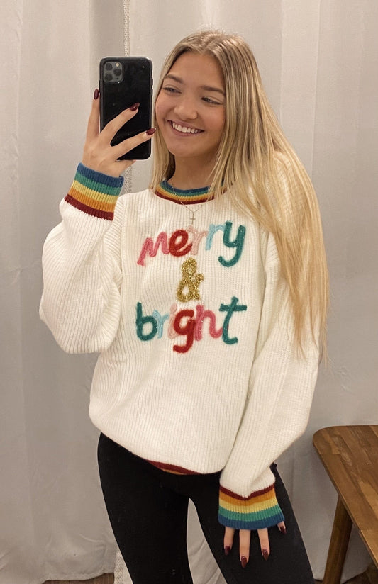 Merry And Bright Rainbow Sweater