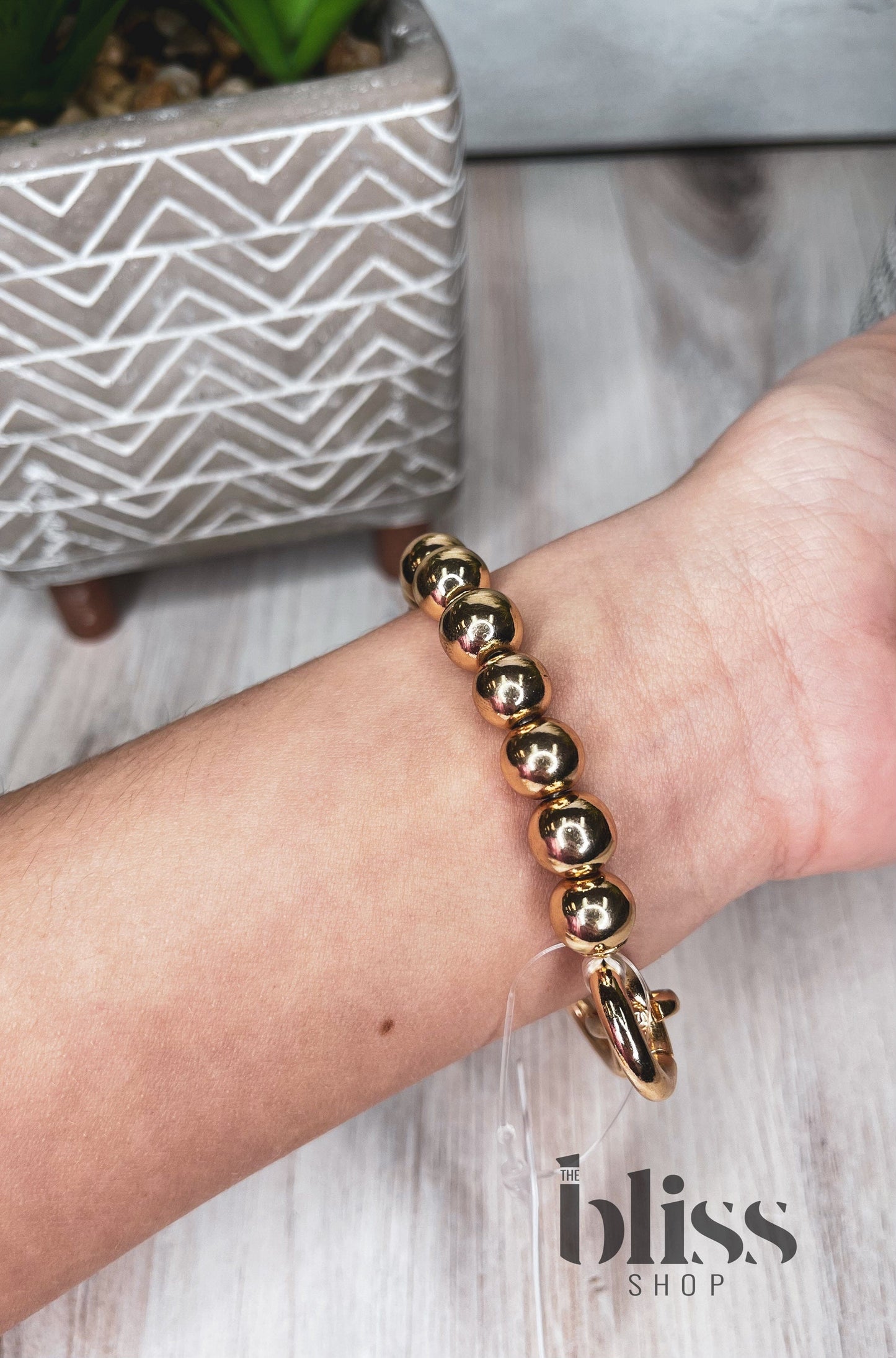 Gold Bead & Rolo Chain Bracelet