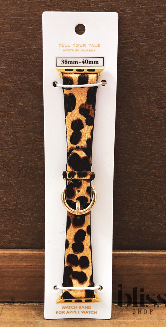 Spotted Cheetah Leather Apple Watch Band