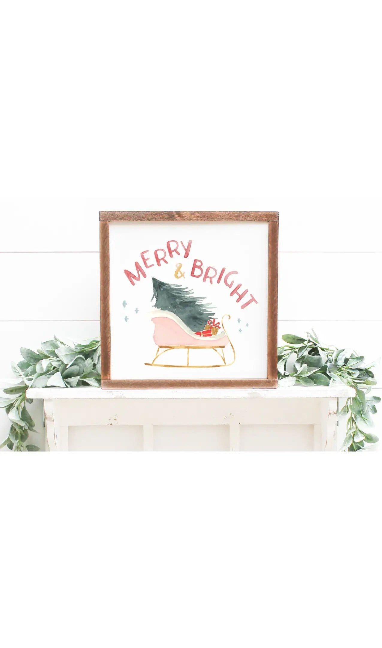 Merry & Bright Wood Sign