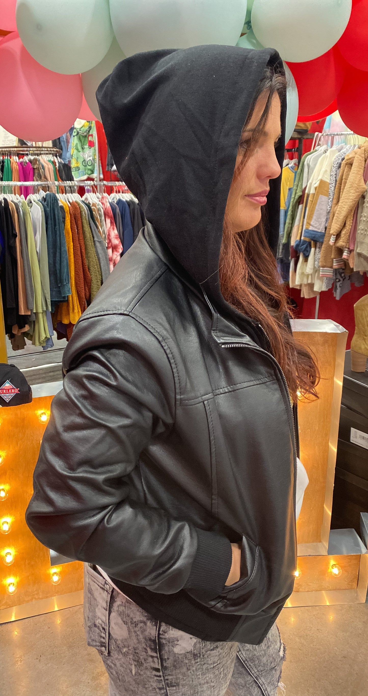 Bianca Faux Leather Bomber Jacket